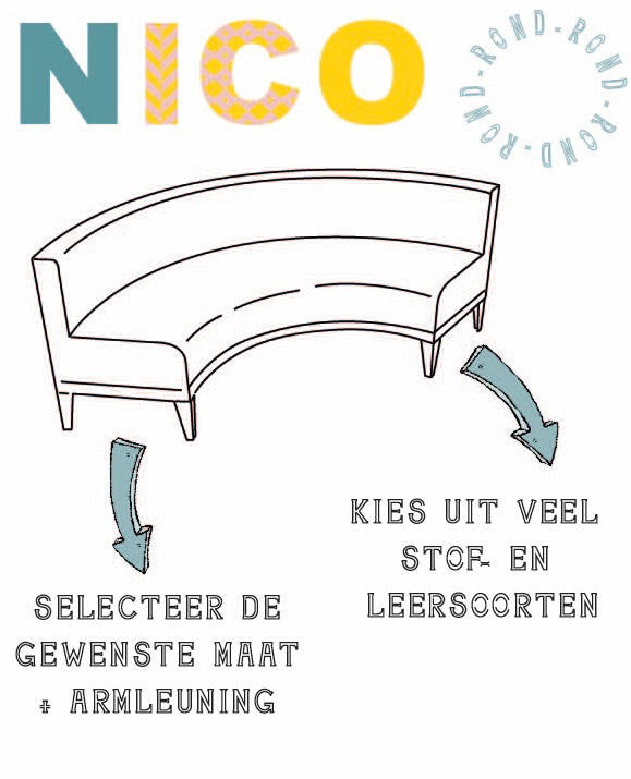 Eettafelbank Nico halfrond